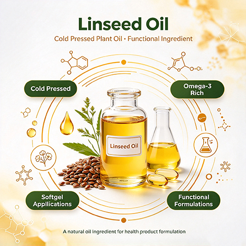 Linseed Oil, Flaxseed Oil, bulk plant oil, cold pressed oil, cosmetic raw material, food grade oil